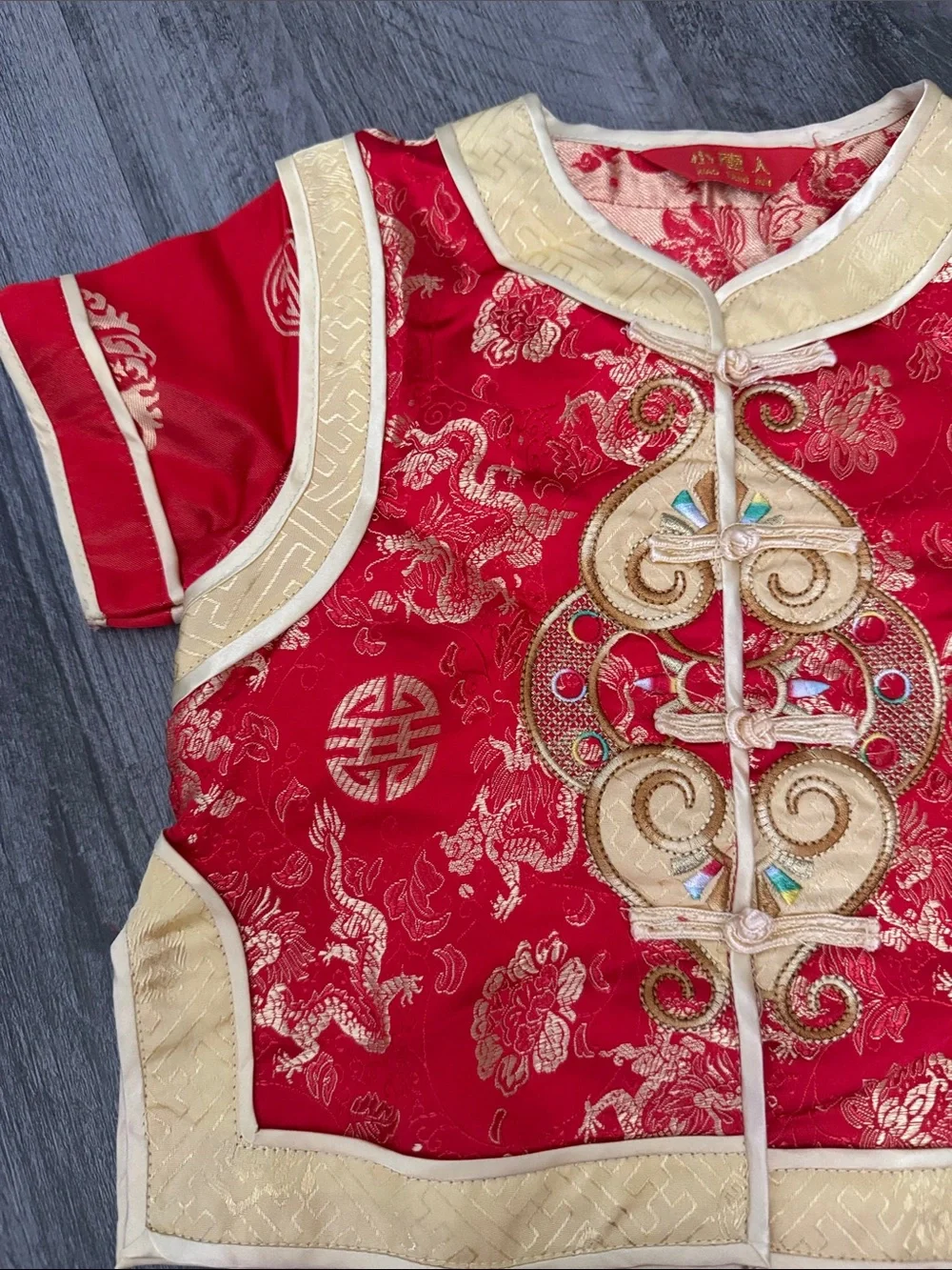 Traditional Red and Gold Chinese Two-Piece Outfit